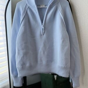 Aerie Light Blue Oversized Half-Zip Sweater